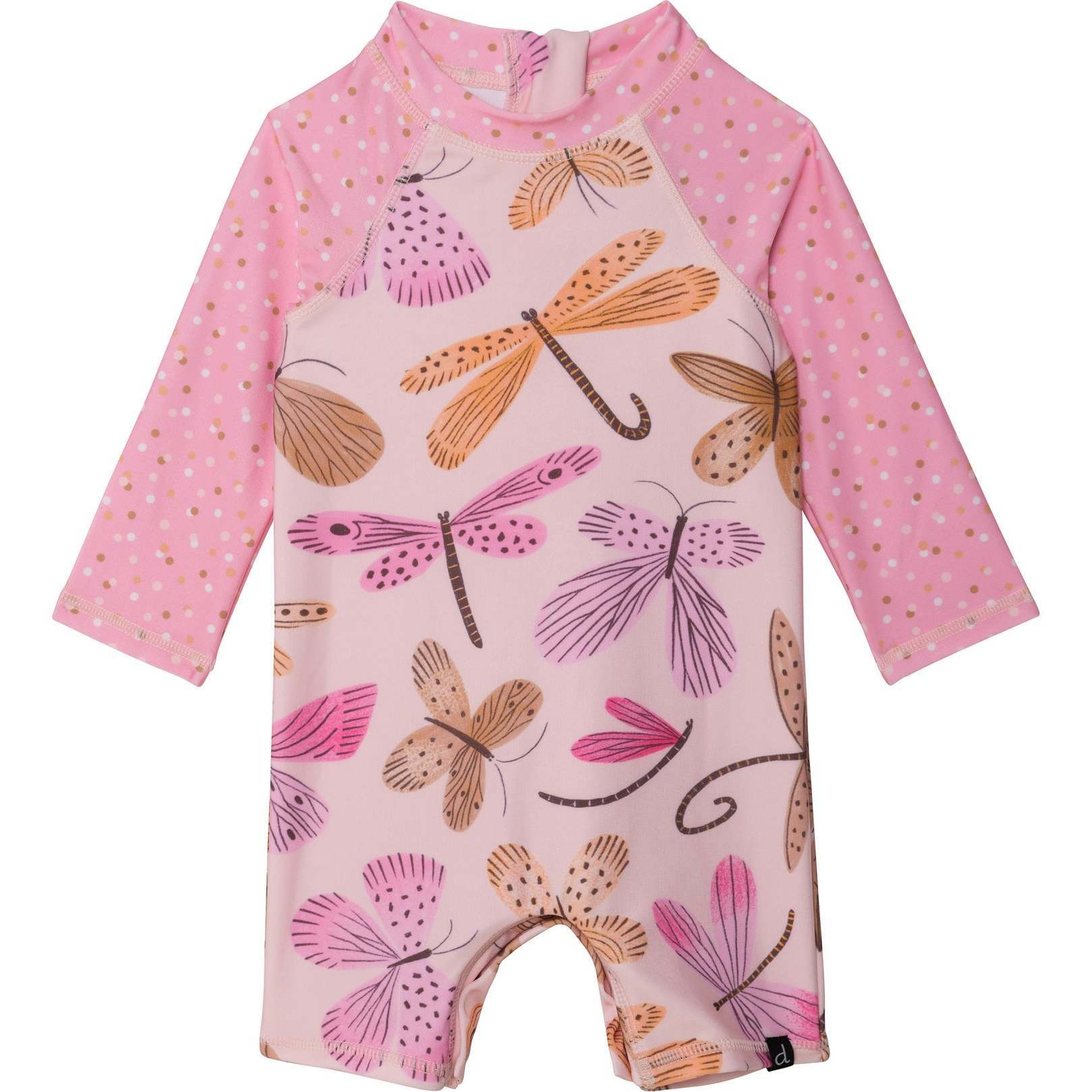 Printed One-Piece Rashguard, Pink Dragonflies - Rash Guards - 1
