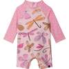 Printed One-Piece Rashguard, Pink Dragonflies - Rash Guards - 1 - thumbnail
