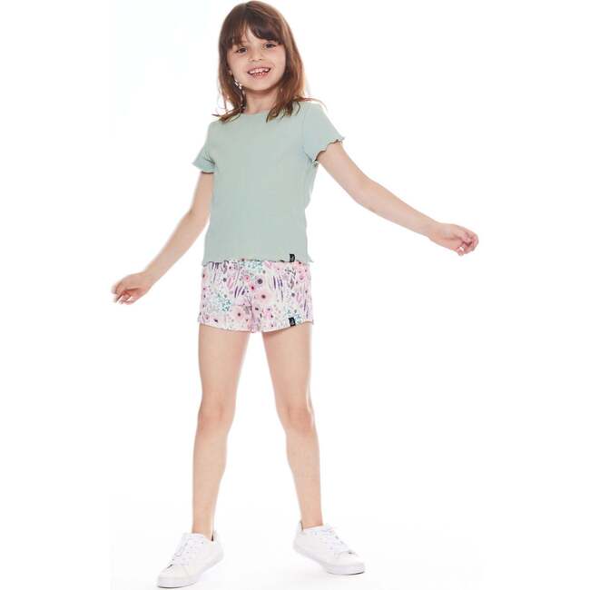 Printed Short With Pocket Pink Watercolor Flowers - Shorts - 4