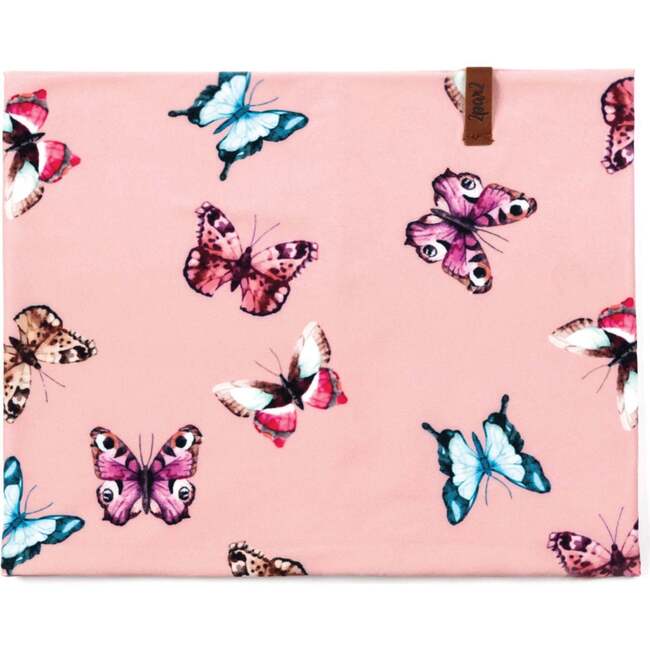 Printed Neck Tube, Pink Watercolor Butterflies