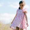 Printed Sleeveless Dress With Frill, Pink Watercolor Flowers - Dresses - 2 - thumbnail