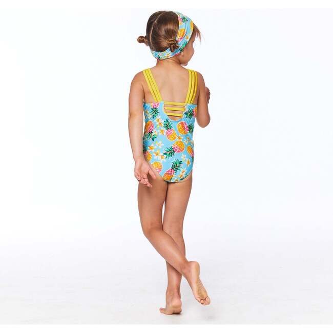 Printed One-Piece Swimsuit, Blue Pineapple - One Pieces - 3