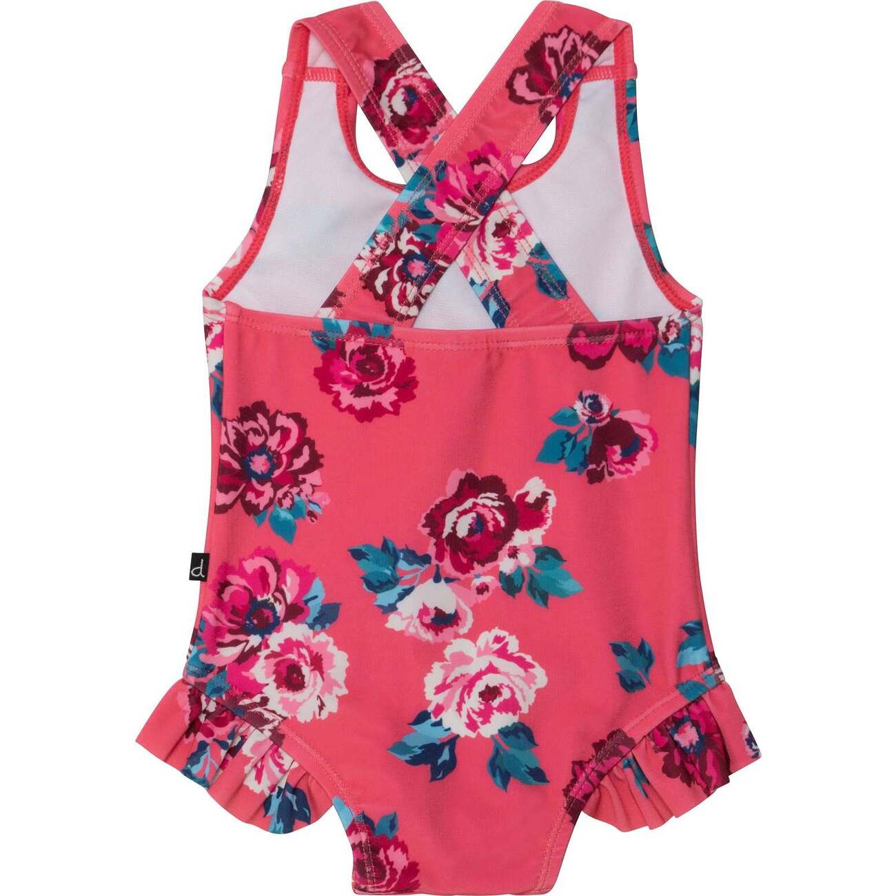 Printed One-Piece Bathing Suit, Pink Roses - Deux par Deux
