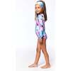 Printed One-Piece Rashguard, Multicolor Flowers - Rash Guards - 4
