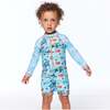 Printed One-Piece Rashguard, Blue Turtles - Rash Guards - 4