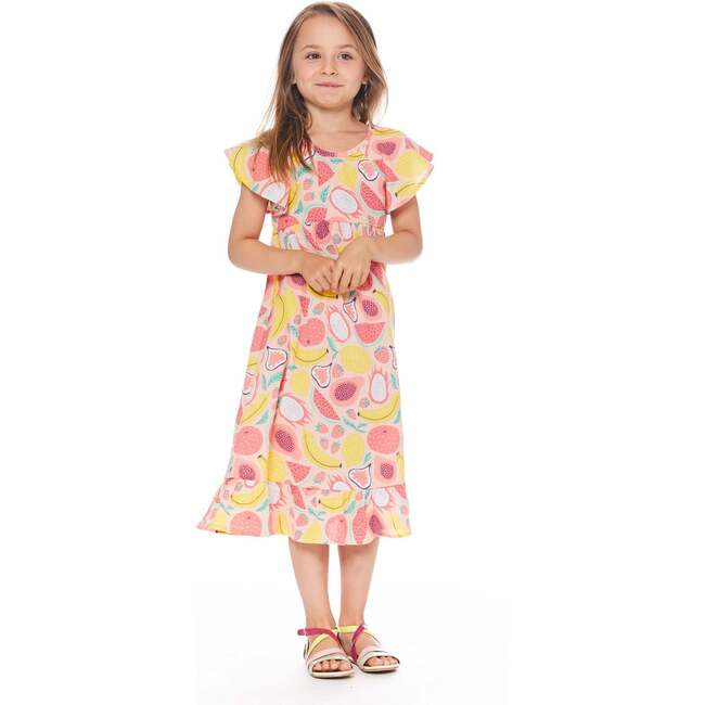 Printed Midi Dress, Coral Fruits - Dresses - 2