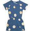 Printed French Terry Short Sleeve Raglan Dress, Navy Lemons - Dresses - 1 - thumbnail