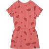 Printed French Terry Short Sleeve Raglan Dress, Coral Watermelon - Dresses - 1 - thumbnail