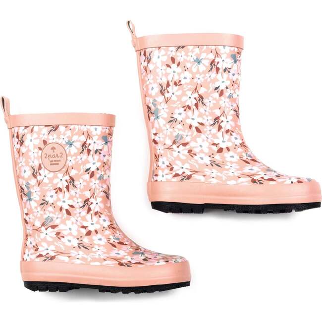 Printed Rain Boots, Dusty Pink Mini Flowers