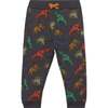 Printed French Terry Pant, Charcoal Grey Multicolor Dinosaurs - Sweatpants - 1 - thumbnail