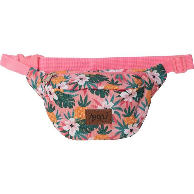 Printed Fanny Pack, Pink Tropical Flowers - Bags - 1