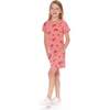 Printed French Terry Short Sleeve Raglan Dress, Coral Watermelon - Dresses - 3