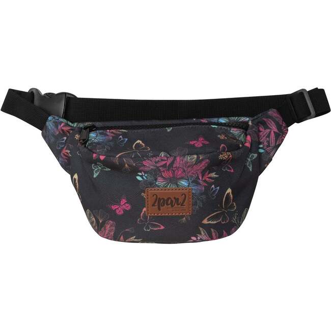 Printed Fanny Pack, Pink And Black Butterflies