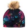Printed Detachable Pompom Hat, Black Butterflies - Hats - 1 - thumbnail
