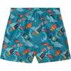 Printed Boardshort, Turquoise Surfboard - Swim Trunks - 1 - thumbnail