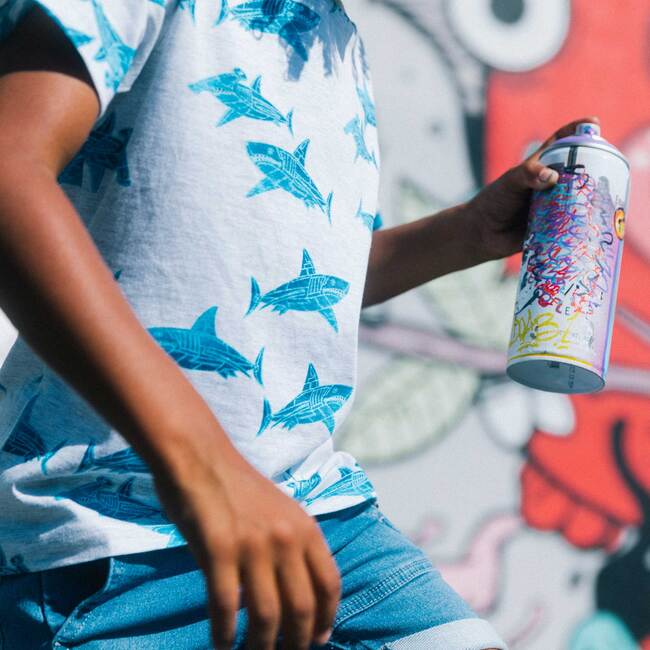 Printed Cotton Jersey Tee, Light Heather Grey Sharks - T-Shirts - 3