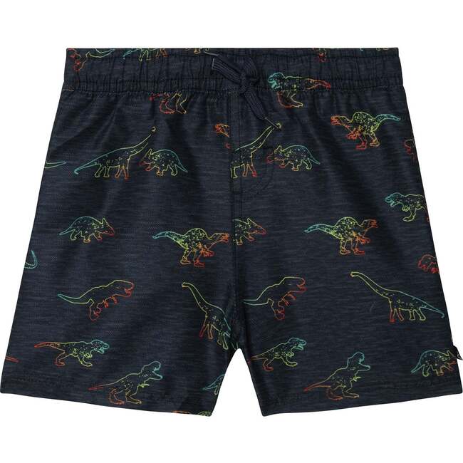 Printed Boardshort, Black Dinosaurs - Swim Trunks - 2