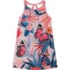 Printed Beach Dress, Pink And Blue Butterflies - Dresses - 1 - thumbnail