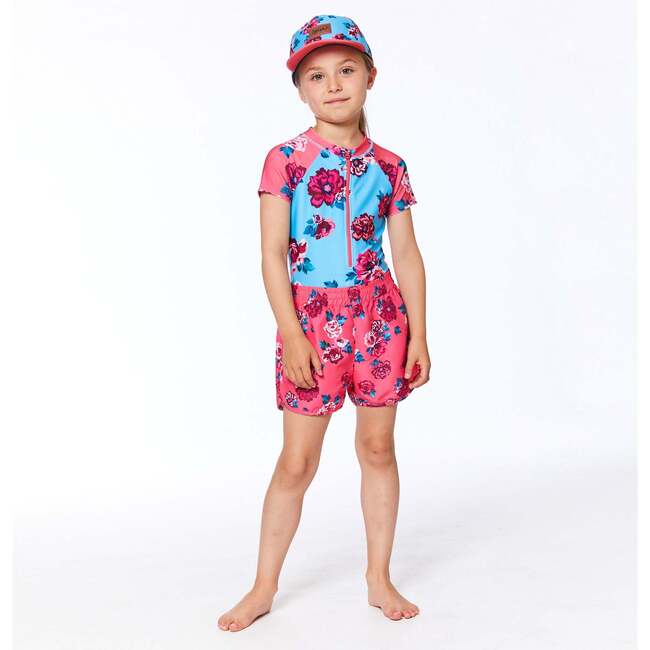 Printed Boardshort, Pink Roses - Swim Trunks - 2