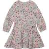 Printed Long Sleeve Dress, Pink Watercolor Flowers - Dresses - 1 - thumbnail