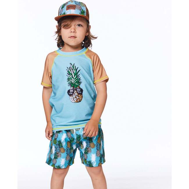Printed Boardshort, Turquoise Pineapple - Swim Trunks - 3