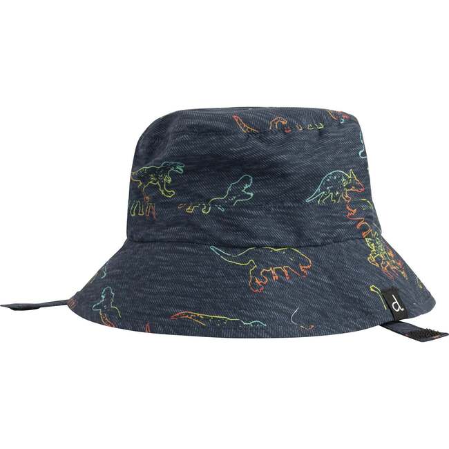 Printed Beach Hat, Black Dinosaurs