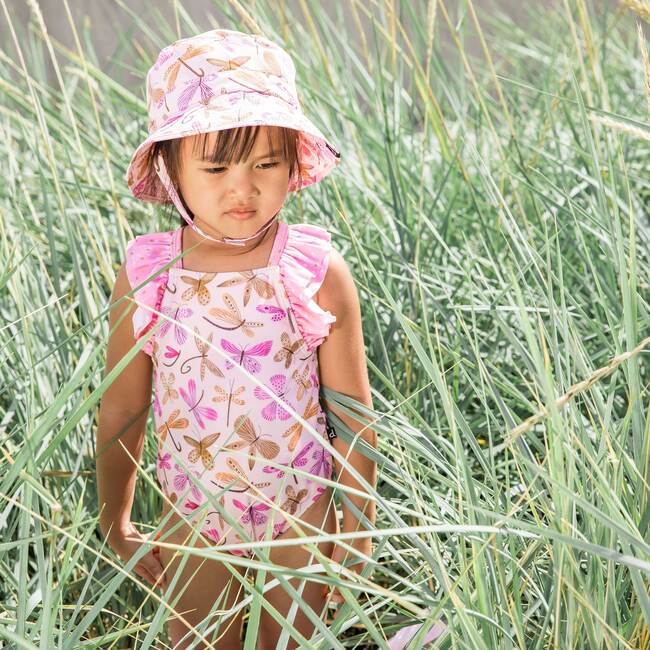 Printed Beach Hat, Pink Dragonflies - Hats - 2