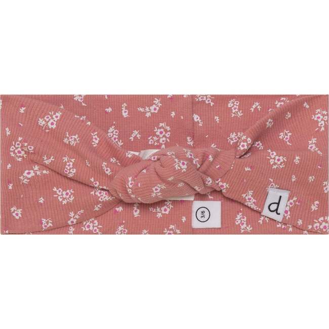 Printed Knotted Headband, Cinnamon Pink Little Flowers