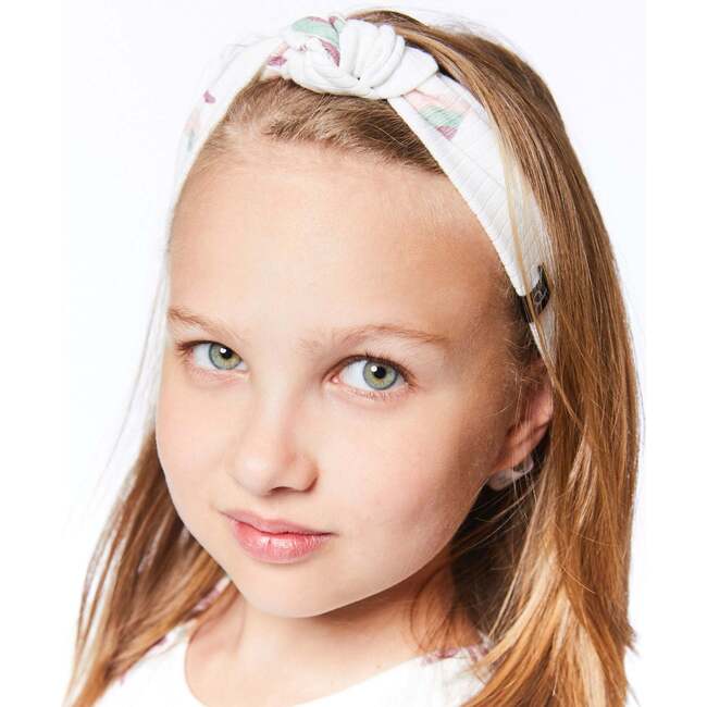 Printed Knotted Headband, Off-White Butterflies - Bows - 2