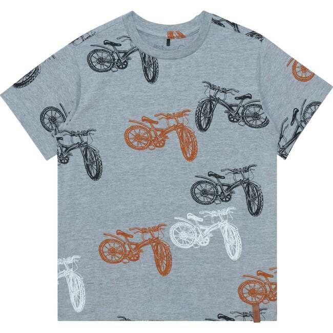 Printed Jersey T-Shirt, Light Heather Grey Bikes