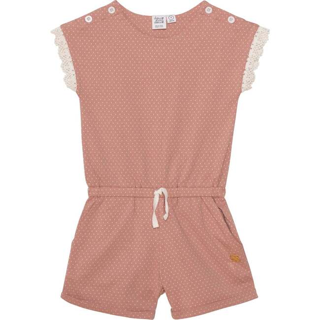 Printed Jumpsuit With Lace, Dusty Pink Polka Dots