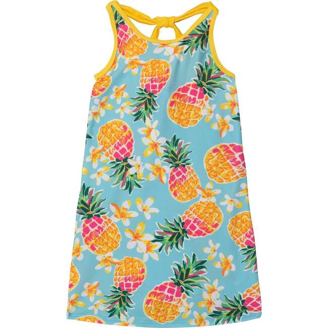 Printed Beach Dress, Blue Pineapple