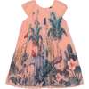 Pleated Dress With Border, Print Peach Pink - Dresses - 1 - thumbnail