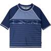 Printed 3/4 Sleeve Rashguard, Navy Blue Sharks - Rash Guards - 1 - thumbnail
