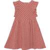 Plaid Dress With Ruffle Sleeves, Cinnamon Pink - Dresses - 1 - thumbnail