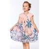 Pleated Dress With Border, Print Peach Pink - Dresses - 2
