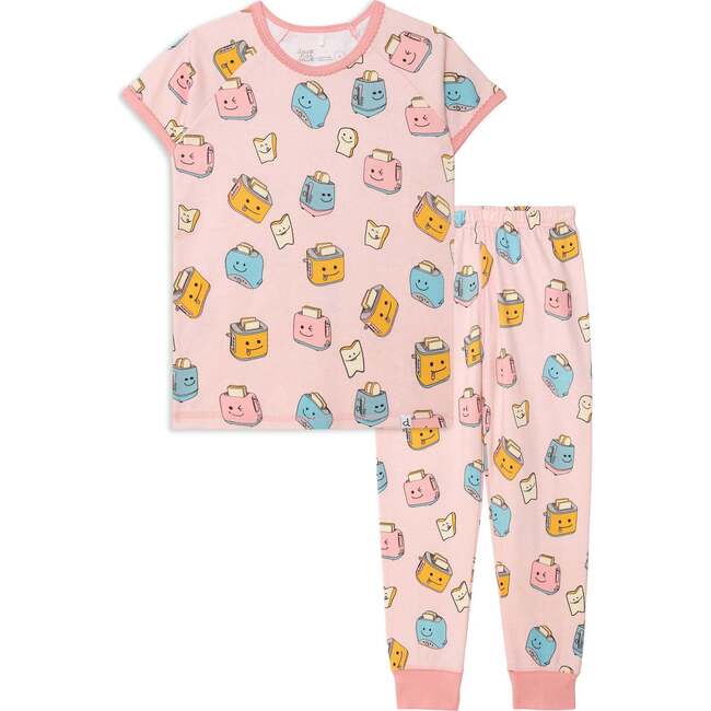Share Organic Cotton Two Piece Printed Pajama Set Pink Toasters