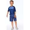 Printed 3/4 Sleeve Rashguard, Navy Blue Sharks - Rash Guards - 3