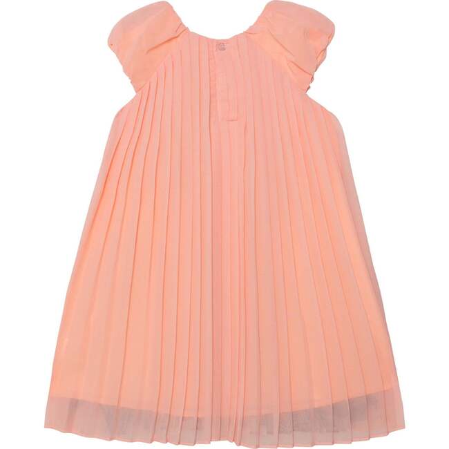 Pleated Dress With Border, Print Peach Pink - Dresses - 4