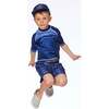 Printed 3/4 Sleeve Rashguard, Navy Blue Sharks - Rash Guards - 4