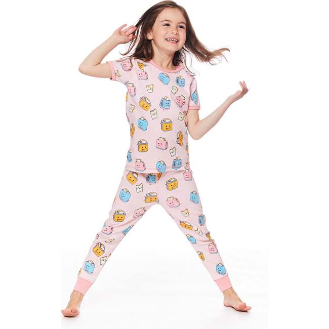 Share Organic Cotton Two Piece Printed Pajama Set Pink Toasters