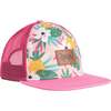 Printed Cap, Pink Tropical Flowers - Hats - 1 - thumbnail