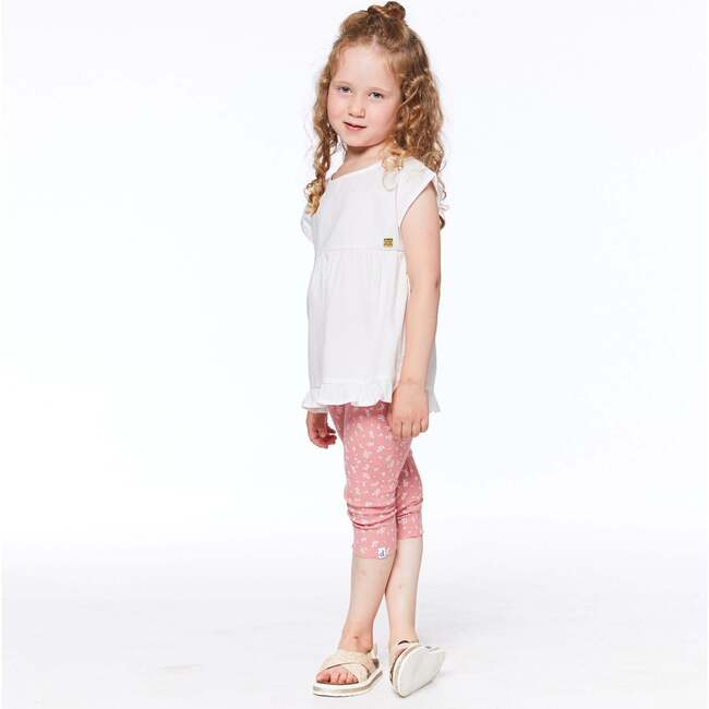 Printed Capri, Cinnamon Pink Little Flowers - Leggings - 2