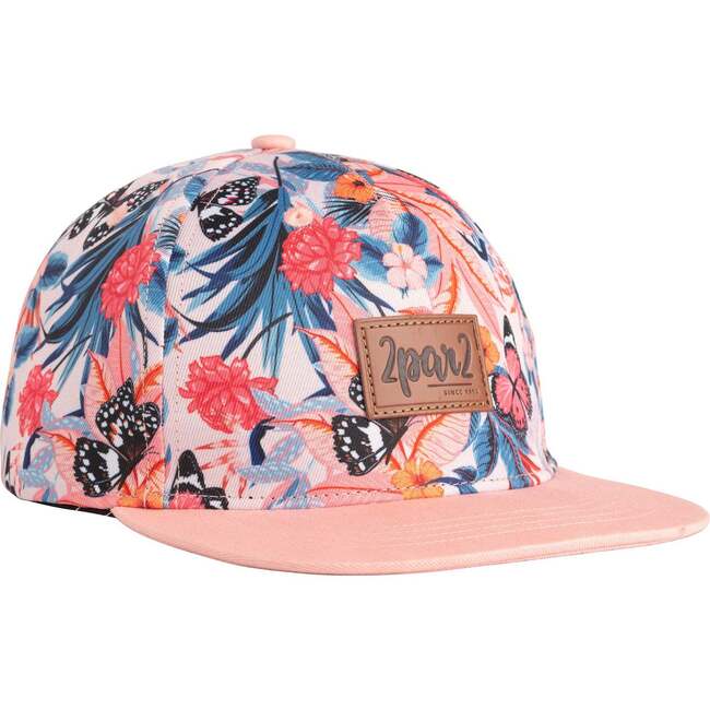Printed Cap, Pink And Blue Butterflies