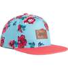 Printed Cap, Pink And Blue Roses - Hats - 1 - thumbnail
