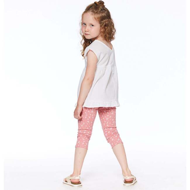 Printed Capri, Cinnamon Pink Little Flowers - Leggings - 3