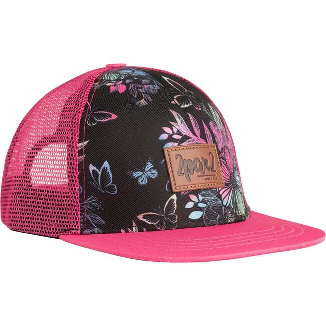 Printed Cap, Pink And Black Butterflies - Hats - 1