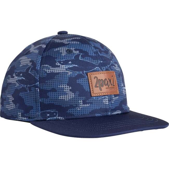 Printed Cap, Navy Blue Sharks - Hats - 1