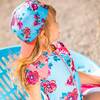 Printed Cap, Pink And Blue Roses - Hats - 2 - thumbnail
