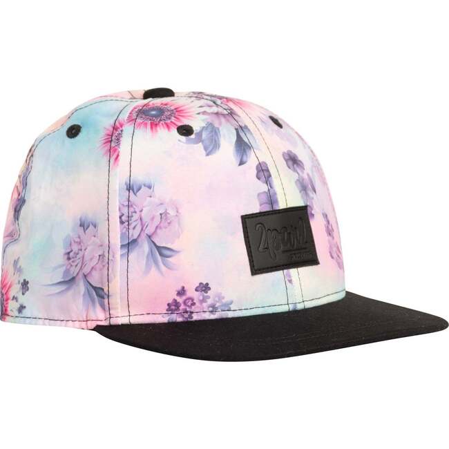 Printed Cap, Black And Multicolor Flowers - Hats - 1